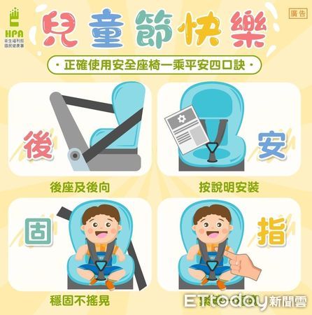 ▲▼遵守兒童使用安全座椅4字訣保平安。（圖／花蓮衛生局提供，下同）