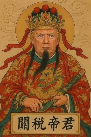 網友調侃川普變「關稅帝君」。（翻自臉書）