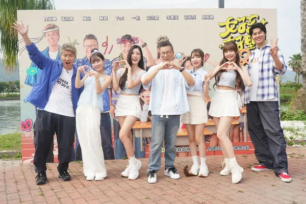 ▲▼張立東（左起）、林襄、南珉貞、沈玉琳、一粒、Yuri、風田錄製《女孩好野2》 。（圖／東森超視 提供）