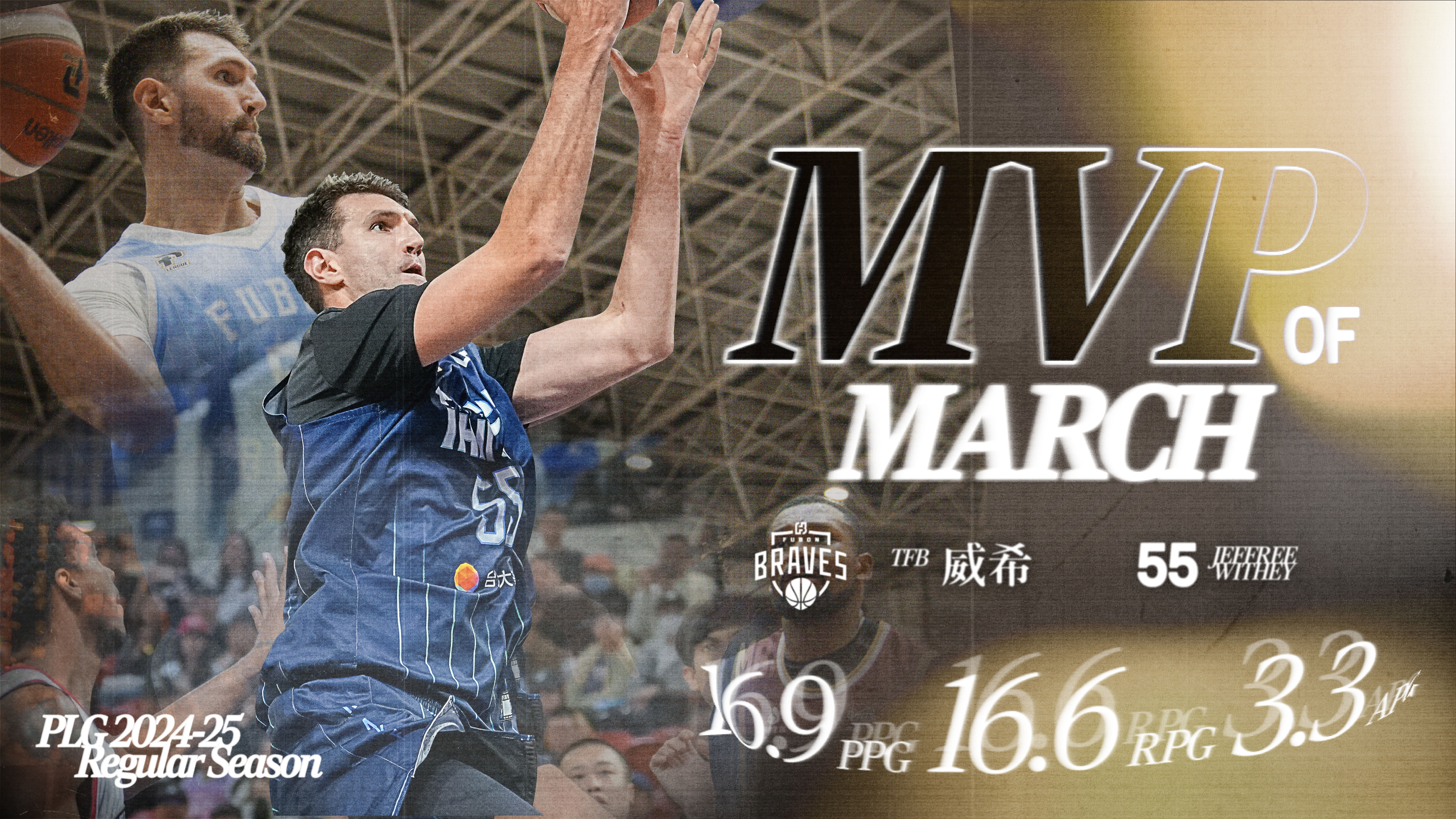 ▲▼台北富邦勇士威希勇奪PLG 3月MVP。（圖／PLG提供）