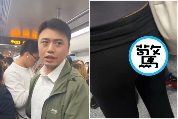 比謎片更噁！上海電車痴漢猥褻妹子「下體噴發」，影片曝光。（翻自X平台）