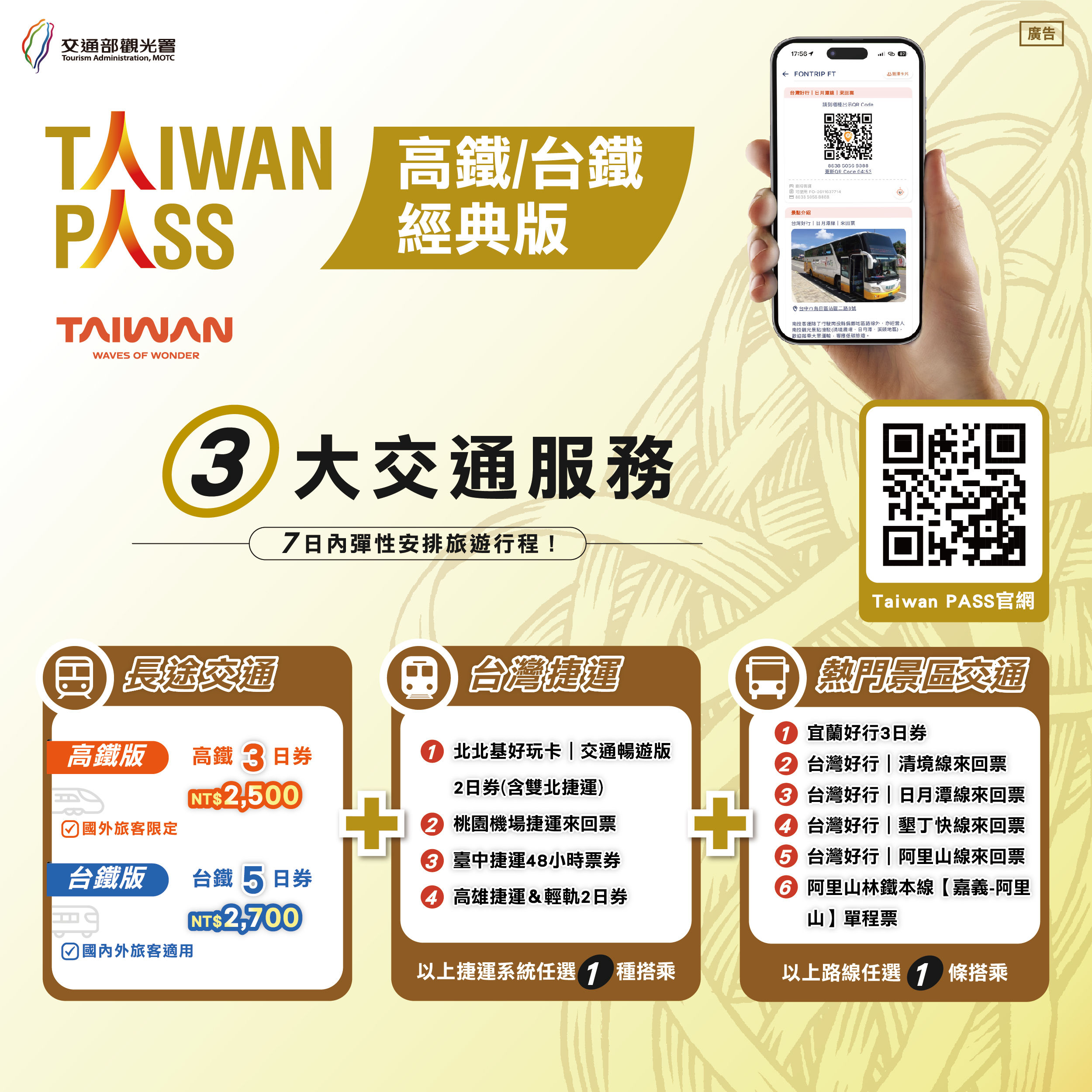 ▲▼TAIWAN PASS即日起推出3款新產品。（圖／觀光署提供）