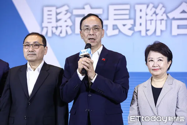 ▲國民黨主席朱立倫於縣市長聯合對策會議後發言。（圖／記者林敬旻攝）