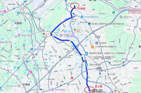 ▲▼     桃園落水工人在20公里外被尋獲        。（圖／翻攝GoogleMaps）