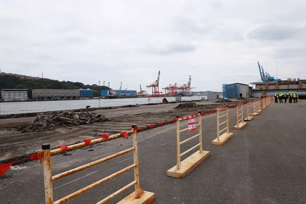 ▲東5碼頭目前改建施工中。（圖／港務公司提供）