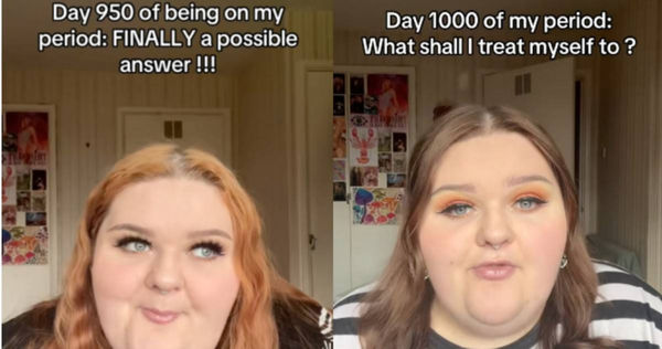 英國一名女子經期長達3年多，一查才發現是雙角子宮症。（圖／翻攝自TikTok／@poppy_the_plant）