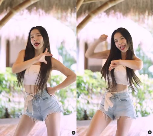 ▲李多慧露出額頭，變成了中分長髮造型。（圖／翻攝自Instagram／le_dahye）