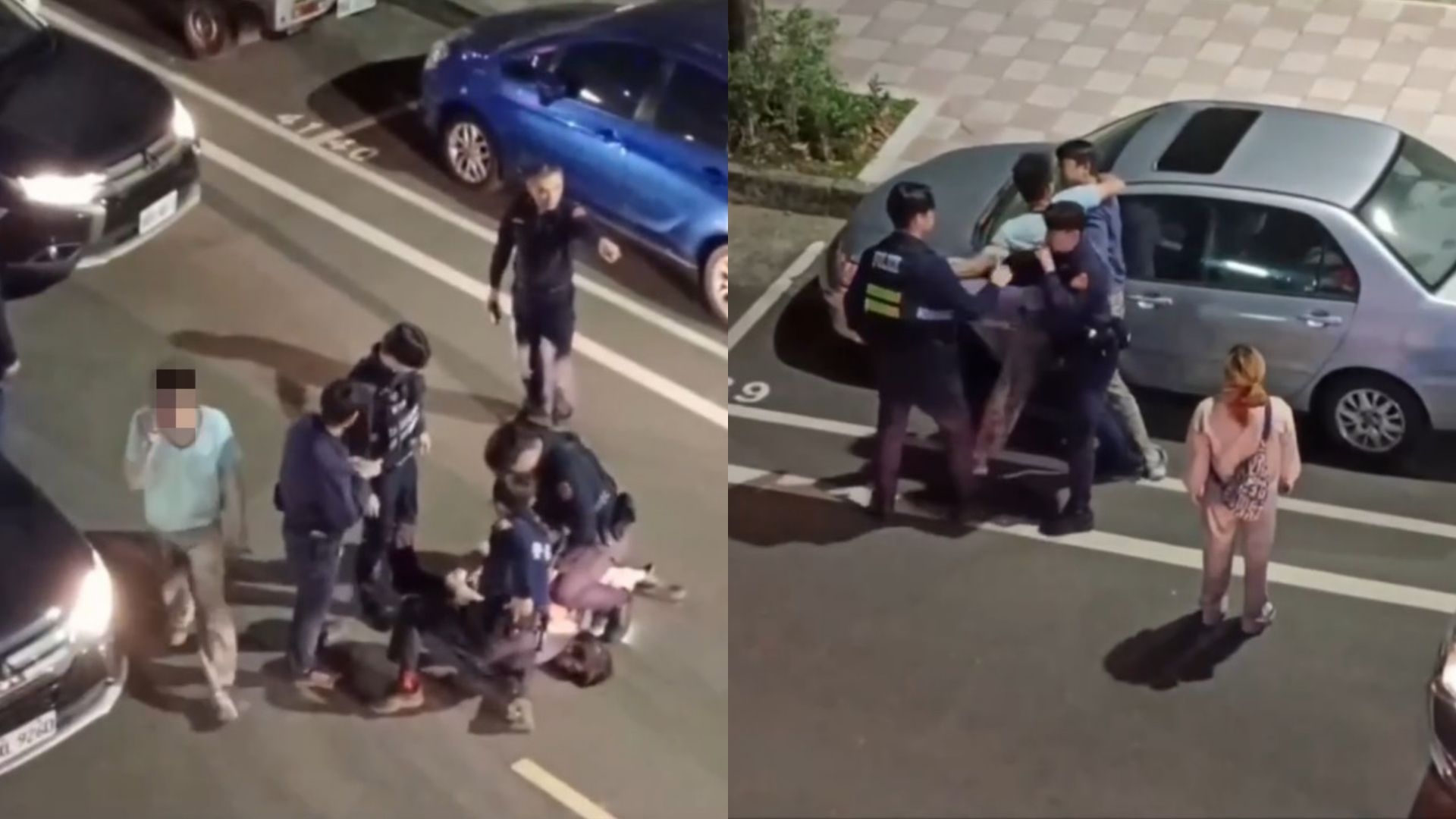 ▲新北男當街飆國罵暴打女友 還推擠警下場慘了。（圖／翻攝自「爆料公社」）