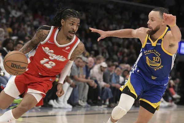 ▲▼勇士柯瑞、灰熊莫蘭特。（圖／達志影像／美聯社）