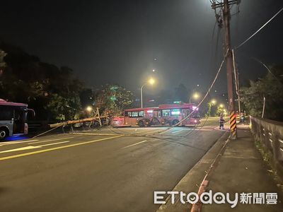 快訊/北市公車撞斷電線桿1女受傷 電線掉落橫跨整條馬路