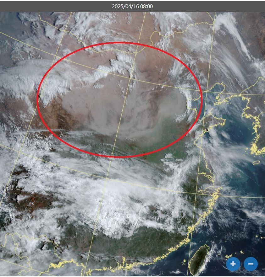 ▲▼衛星雲圖看沙塵暴。（圖／翻攝自Facebook／鄭明典）