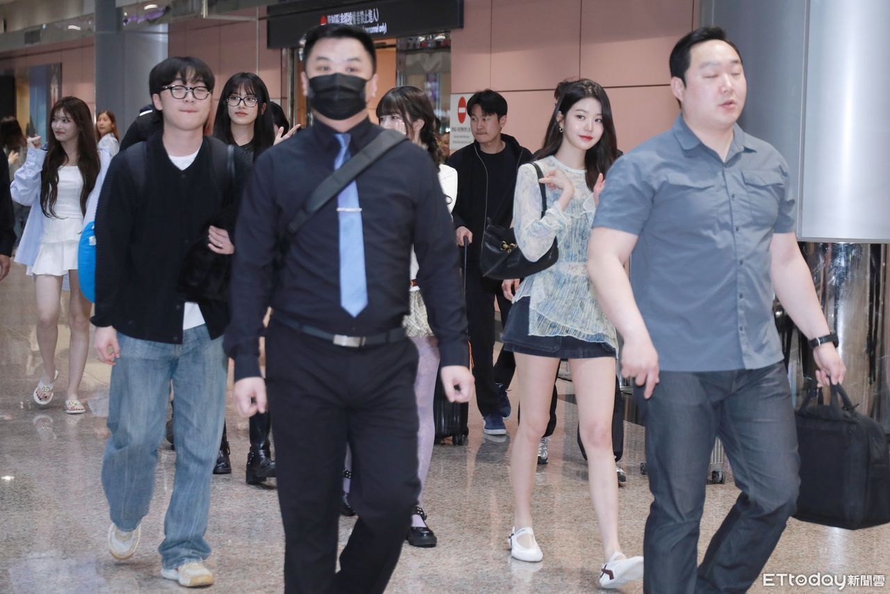 ▲▼韓國女團IVE桃機抵台。（圖／記者周宸亘攝）
