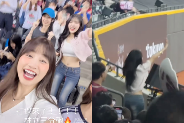 ▲廉世彬到大巨蛋幫樂天加油。（圖／樂天桃猿提供）