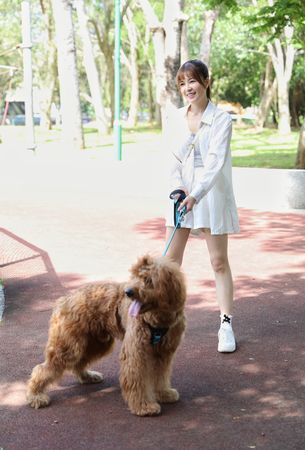 ▲謝京穎近期在《好運來》跟狗狗有不少對手戲。（圖／民視提供）