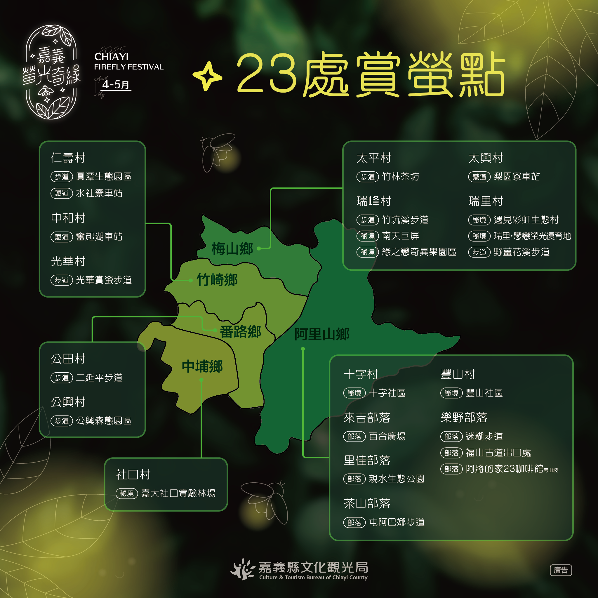 ▲▼嘉義螢火蟲。（圖／嘉義縣政府提供）