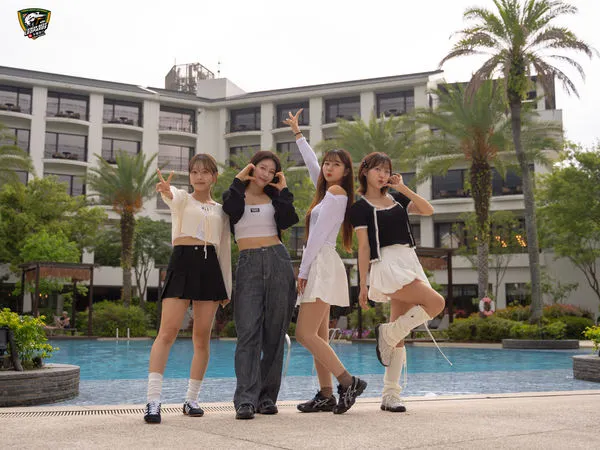 ▲韓國人氣啦啦隊入住桃園大溪笠復威斯汀度假酒店(由左至右依序為金佳垠、金娟婷、金眞娥、李珠熙。（圖／桃園台啤永豐雲豹提供）
