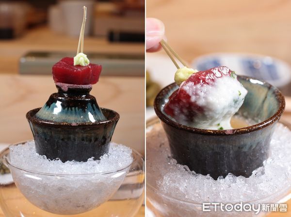 ▲淋熱油、豆瓣醬煮！壽司芳新菜融入中式料理元素。（圖／記者黃士原攝）