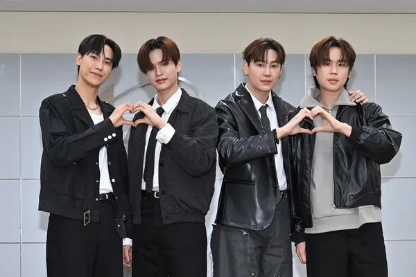 ▲《我們之間》Boun、Prem，以及《男神俱樂部》Junior、Mark兩對BL泰劇CP來台。（圖／台視提供）