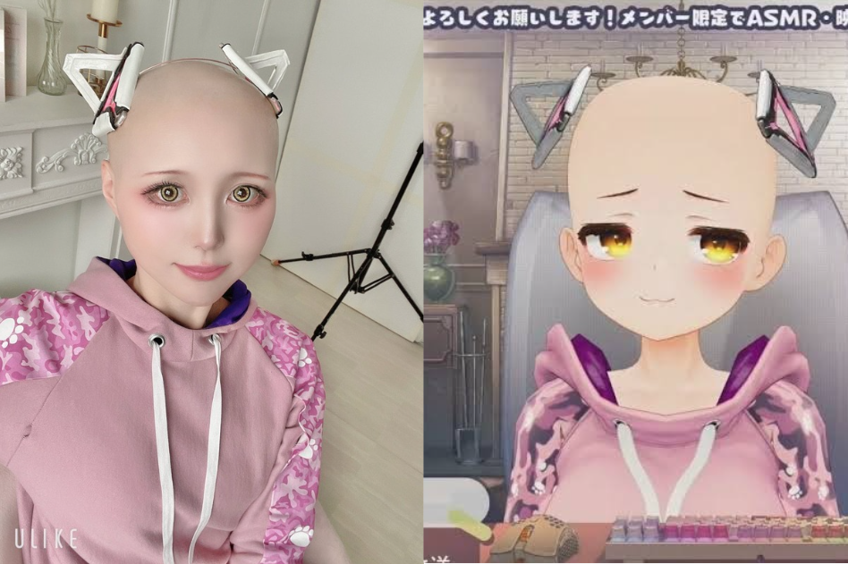▲▼ Coser「はちや」因化療掉光頭髮把握機會扮hololive蘿蔔子光頭型態。（圖／翻攝自twitter／@hachiya73）