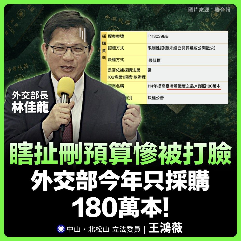 ▲▼王鴻薇批評外交部長林佳龍瞎扯預算。（圖／翻攝自Facebook／王鴻薇）
