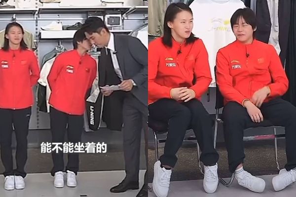 ▲全紅嬋馬上向主持人要椅子。（圖／翻攝自微博／人民日報）