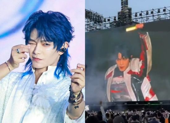▲丁禹兮以一頭藍髮驚喜登上音樂節。（圖／翻攝自微博）