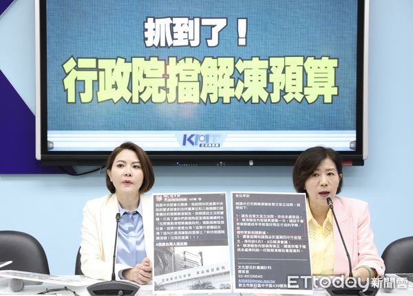 ▲▼國民黨團召開  抓到了 行政院檔解凍預算 記者會 王育敏 陳菁徽。（圖／記者屠惠剛攝）