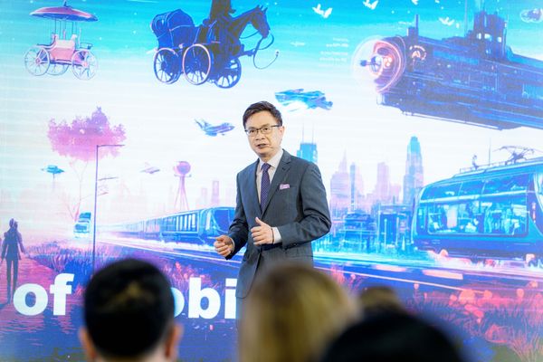 ▲外貿協會董事長黃志芳於開幕典禮致詞時表示，360° MOBILITY Mega Shows將致力呈現未來移動產業趨勢，打造國際產業對接平台。 (圖／貿協提供)