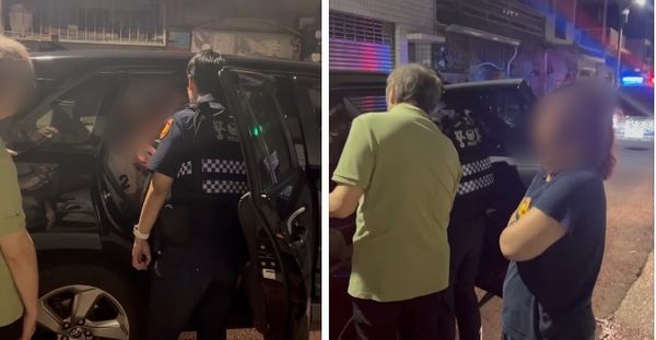 ▲醉男癱坐計程車內拒絕下車，警方到場聯繫家屬協助處理，幸無衝突發生。（圖／翻攝自/threads/ dddggg123456789）
