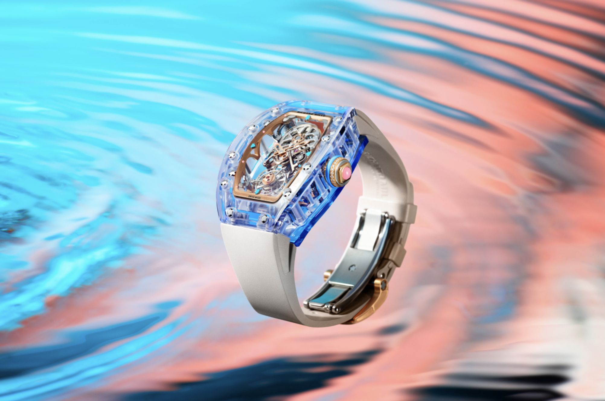 ▲▼RICHARD MILLE,RM 75-01,飛行陀飛輪,藍寶石,水晶,腕錶。（圖／業者提供）