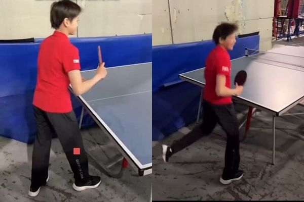 ▲全紅嬋打贏隊友十分開心。（圖／翻攝自微博）