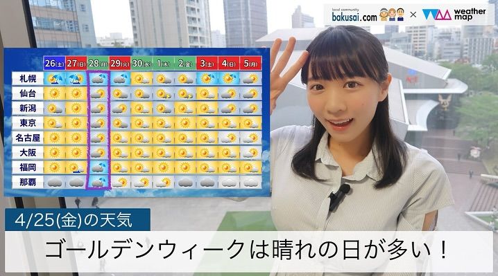 ▲▼24歲日本氣象主播椿野優子因甜美性感的外型，網路人氣狂飆。（圖／翻攝自X）