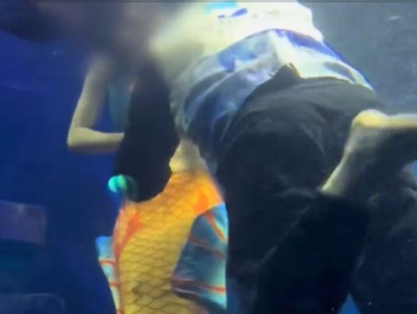 ▲▼陸水族館「美人魚」溺水！疑水中低血糖暈厥。（圖／翻攝微博）