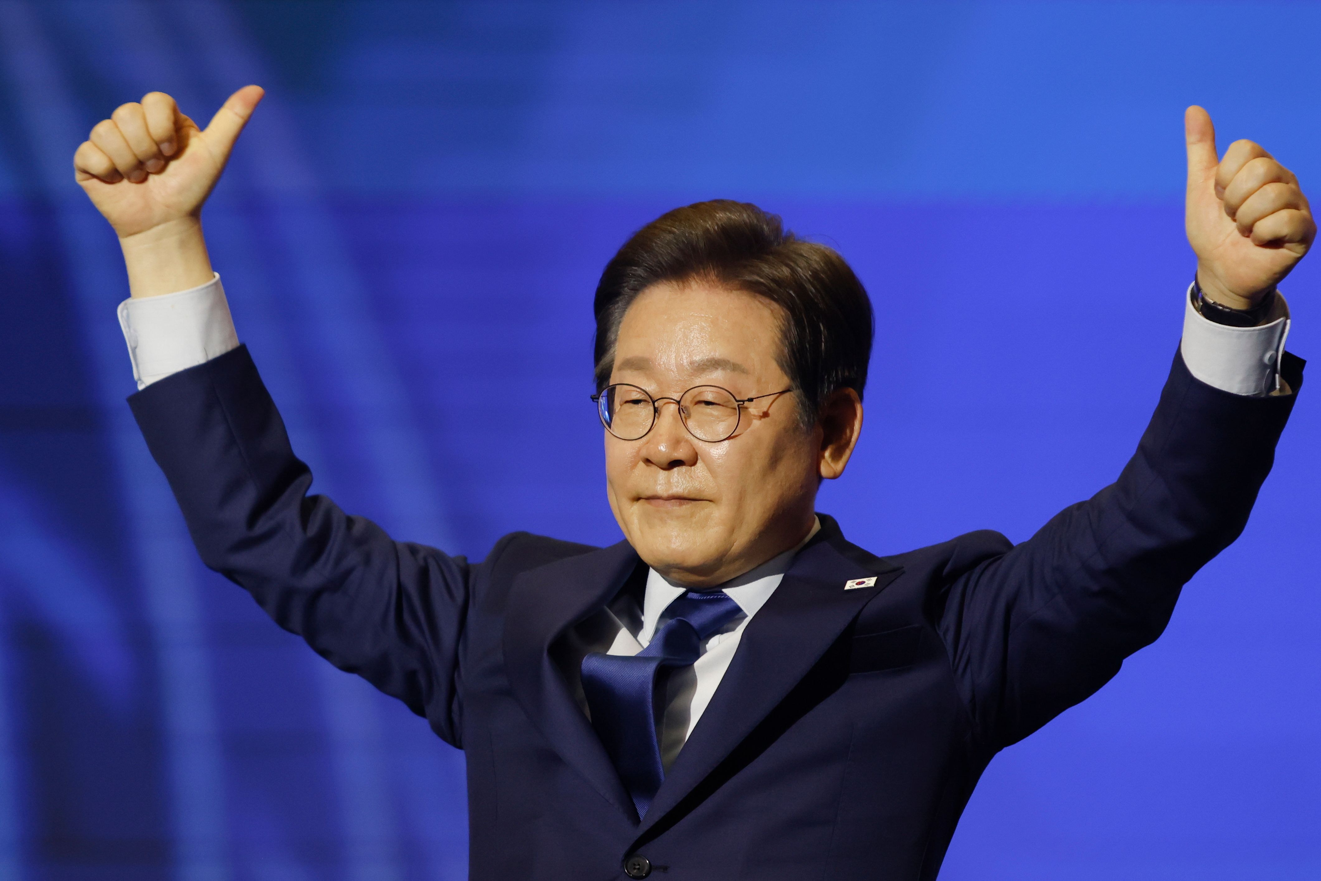▲▼李在明在共同民主黨黨內初選中勝出，確定代表該黨參選總統。（圖／達志影像）