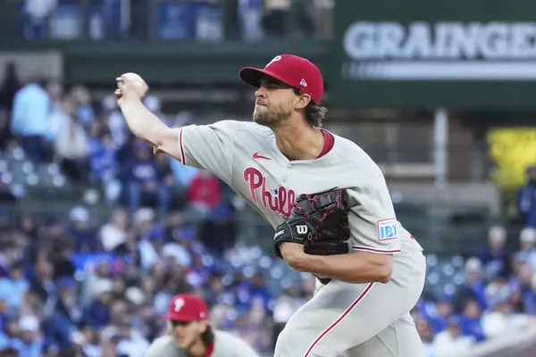 ▲費城人右投諾拉（Aaron Nola）今天對陣小熊繳出7局失1分的優質先發。（圖／達志影像／美聯社）