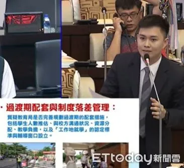 ▲台南市議員蔡宗豪議會質詢，要求教育局設立統一輔導窗口、強化配套，協助家長因應取消自由學區新制。（記者林東良翻攝，下同）
