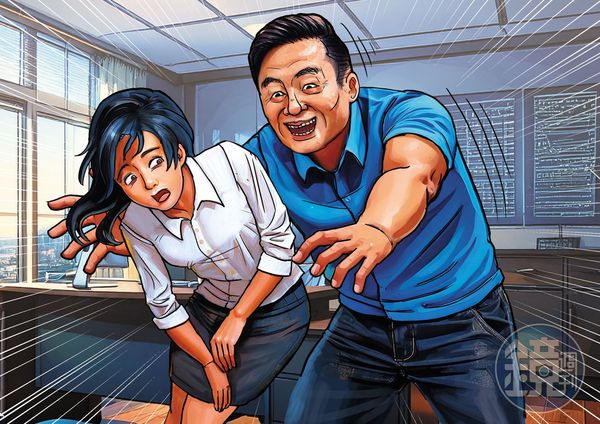 李健育在個人獨立的辦公室內，對女員工猥褻或性侵得逞。（AI繪圖Adobe Firefly生成，本刊美術組後製）