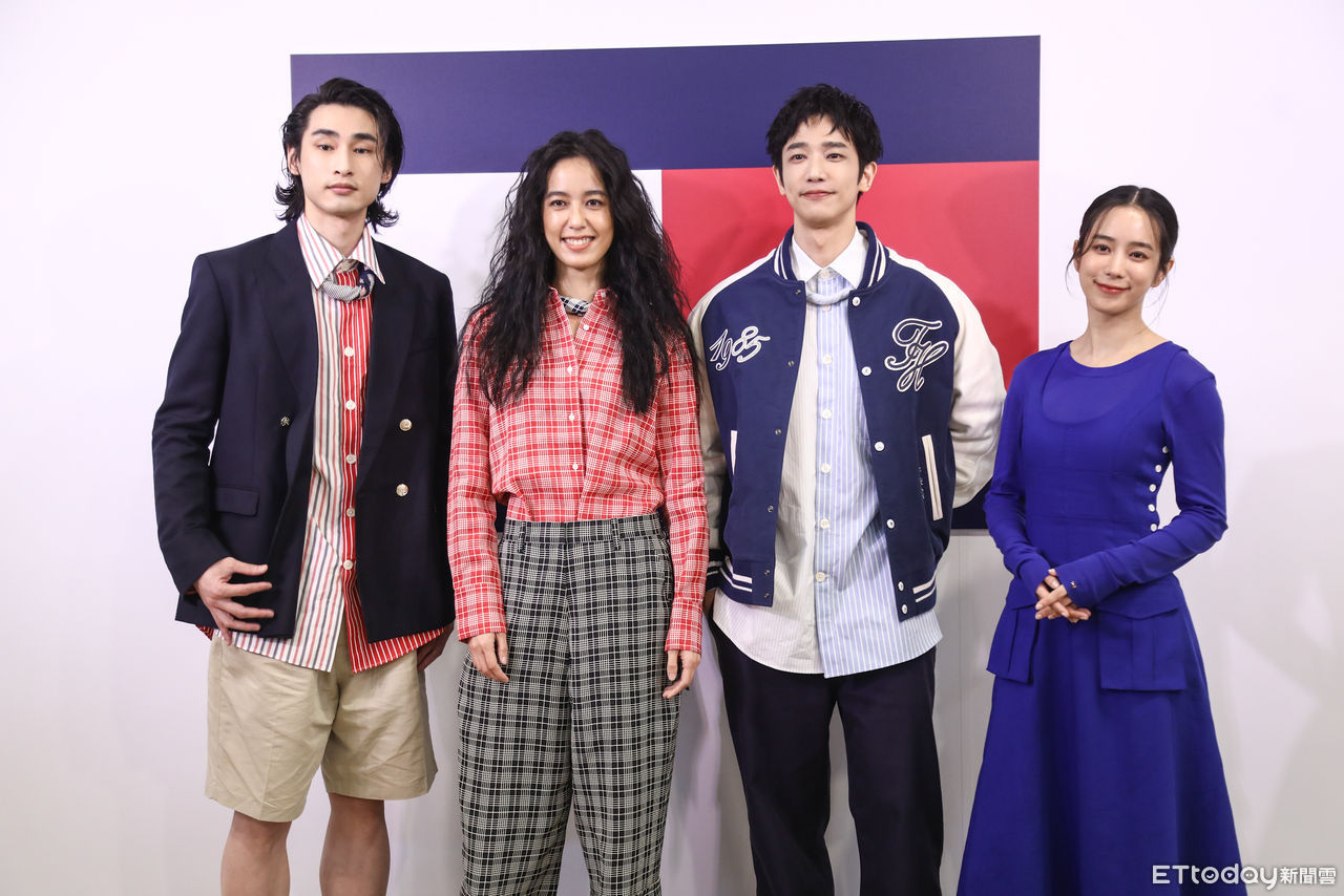 ▲章廣辰、陳庭妮、劉以豪、温貞菱出席TOMMY HILFIGER 臺北101開幕。（圖／記者林敬旻攝）