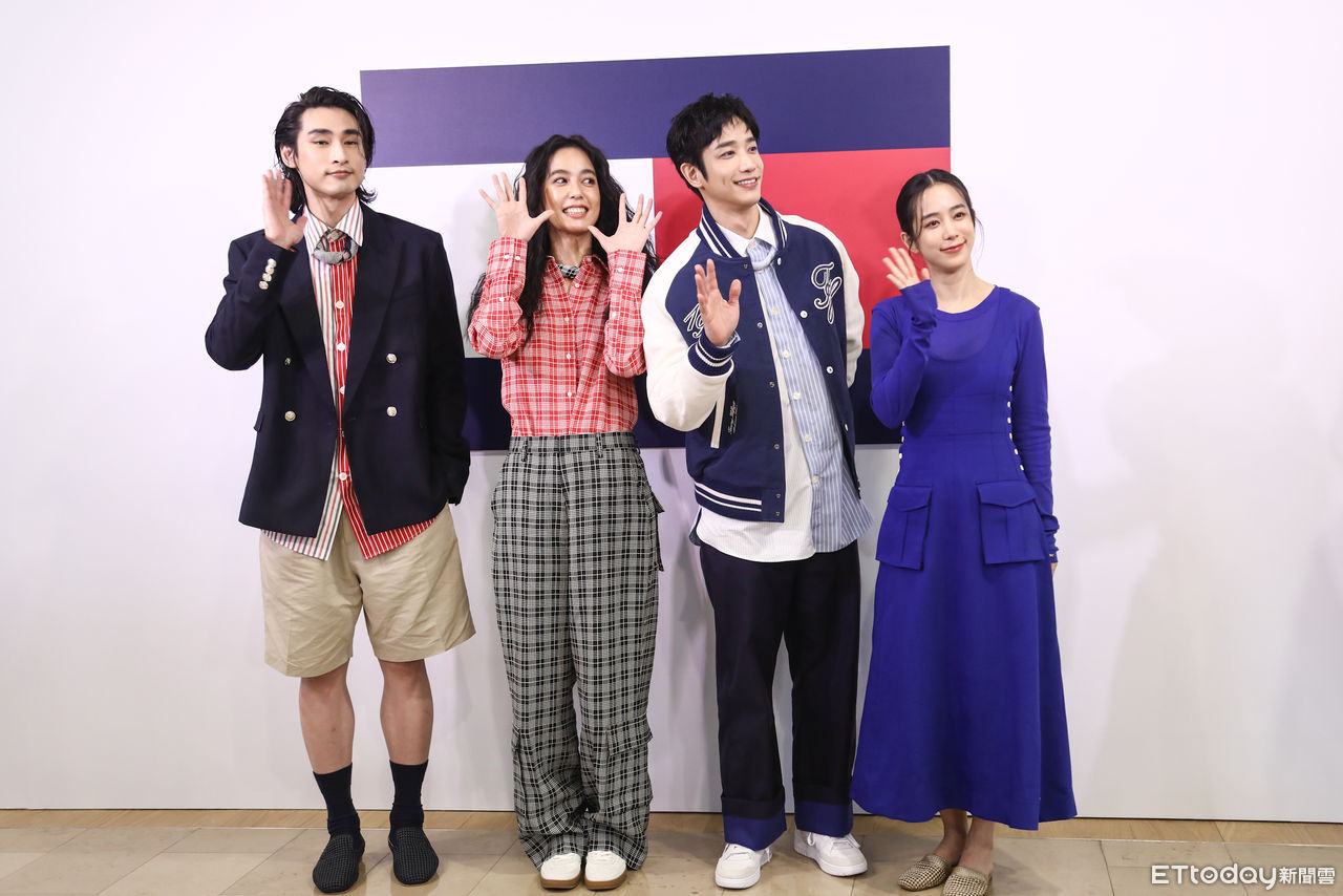 ▲章廣辰、陳庭妮、劉以豪、温貞菱出席TOMMY HILFIGER 臺北101開幕。（圖／記者林敬旻攝）