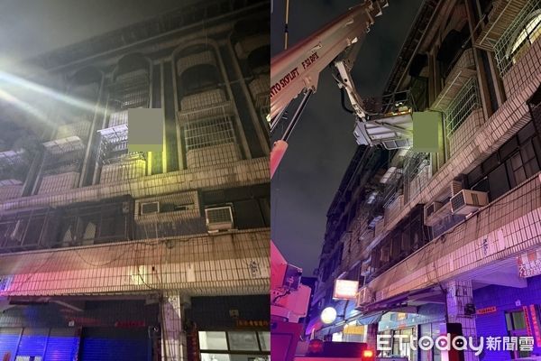 ▲▼家門被反鎖，61歲劉姓男子從頂樓垂降，結果不慎滑落到3樓窗台。（圖／民眾提供）