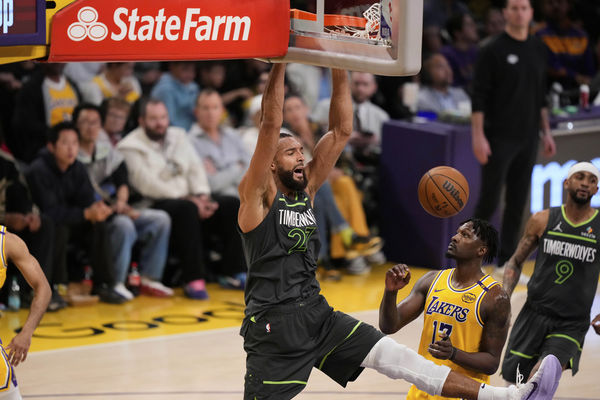 ▲▼灰狼戈貝爾、湖人詹姆斯。（圖／達志影像／美聯社）