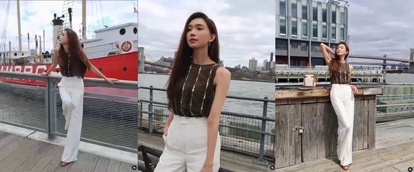 ▲林志玲不畏12度寒風敬業擺拍。（圖／翻攝自Instagram／chiling.lin）