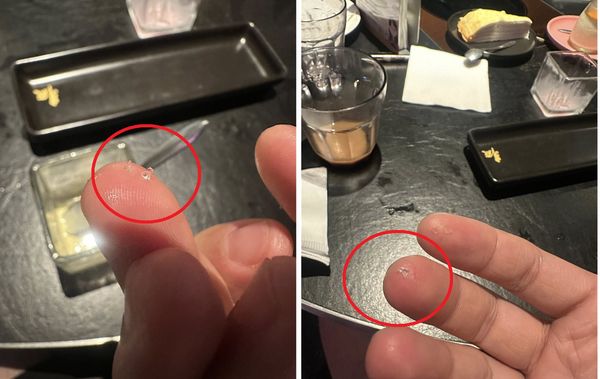 ▲知名火鍋店冰淇淋中竟有玻璃碎片。（圖／取自爆料公社）
