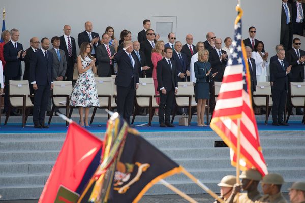▲▼美國總統川普2017年出訪法國參加巴士底日（Bastille Day）閱兵。（圖／達志影像／美聯社）