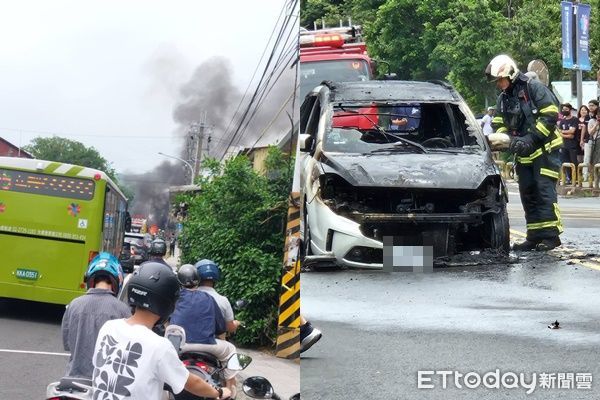 ▲▼             士林區陽明山國小發生火燒車。（圖／民眾提供）