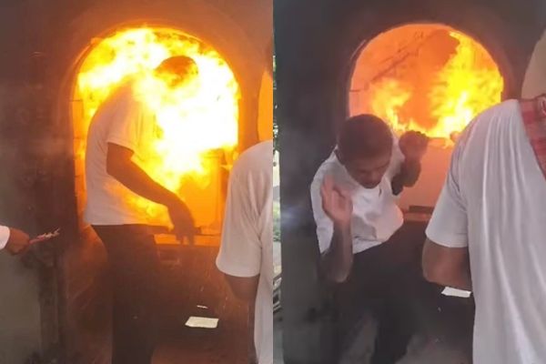 ▲▼火化師遭「大火吞噬上半身」！。（圖／／翻攝自khaosod）