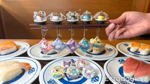 ▲集結Hello Kitty等5位人氣角色！藏壽司x三麗鷗聯名扭蛋5/9登場。（圖／記者黃士原攝）