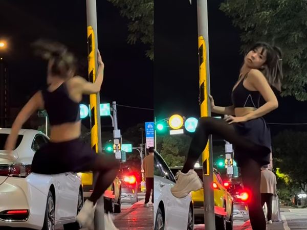 ▲▼香港網美Chole在台北街頭跳鋼管舞 。（圖／翻攝攝自IG／Chloe Chm）