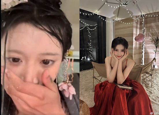 ▲楊珊子上山拍戲遇冰雹。（圖／翻攝自楊珊子微博）