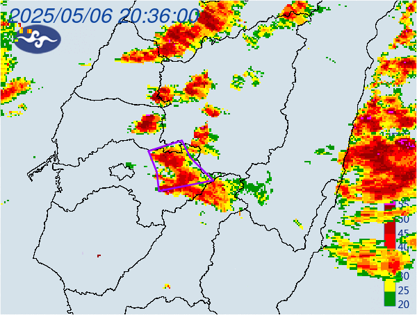 ▲▼快訊／大雷雨夜襲3縣市！媽祖首次駐駕南投　香燈腳防驟雨。（圖／中央氣象署）